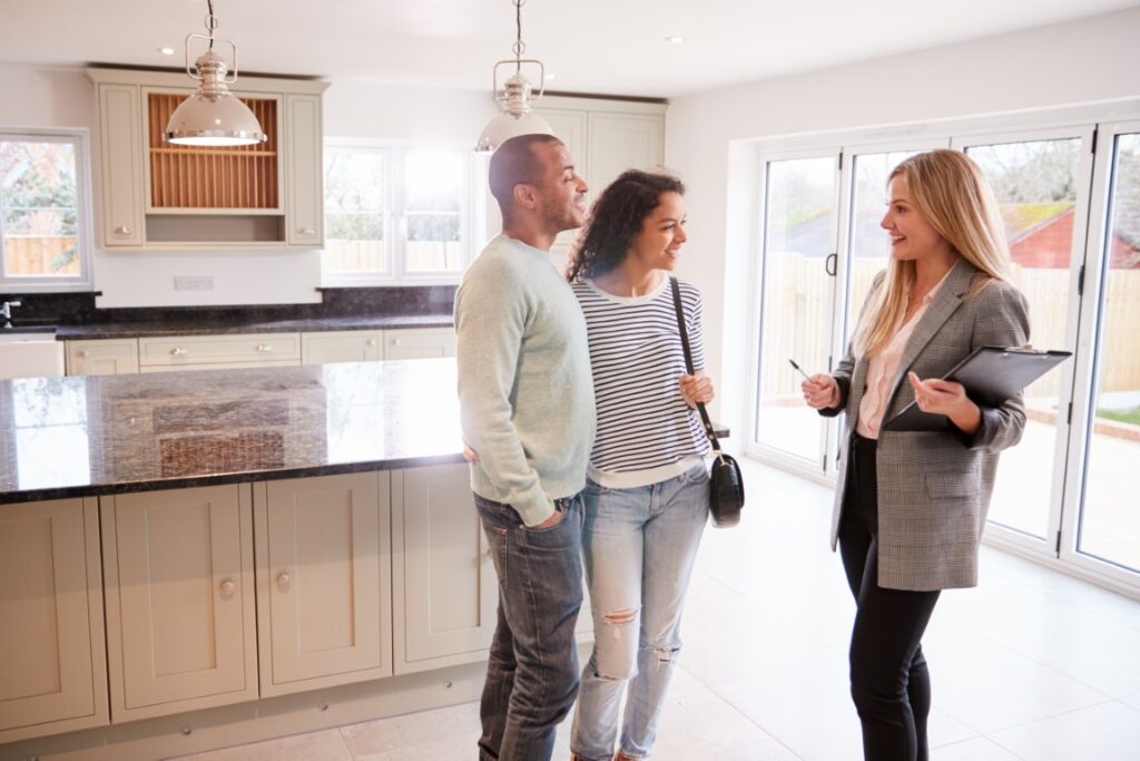 Couple going through the process of buying a house