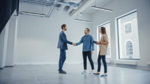 Meeting in a new office with a commercial mortgage broker