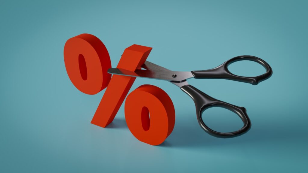 A percentage graphic representing the Base Rate being cut