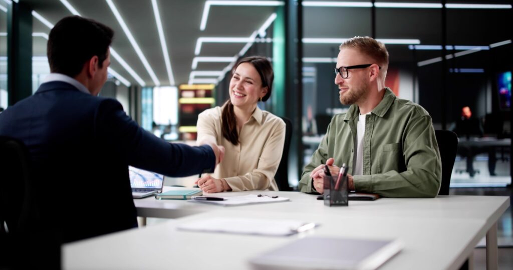 Young couple in a mortgage interview